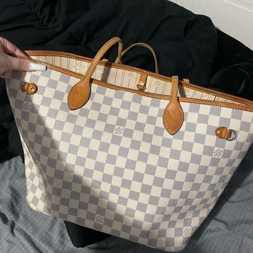 AUTHENTIC LOUIS VUITTON DAMIER AZUR NEVERFULL MM